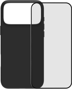 BlueBuilt Back Cover iPhone 17 Pro Max Zwart + BlueBuilt iPhone 17 Pro Max Screenprotector Glas