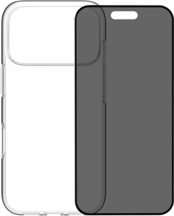 BlueBuilt Back Cover iPhone 17 Pro Transparant + BlueBuilt iPhone 17 Pro Privacy Screenprotector Glas