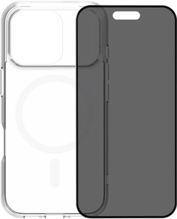 BlueBuilt Protective Back Cover met MagSafe iPhone 17 Pro Transparant + BlueBuilt iPhone 17 Pro Privacy Screenprotector Glas