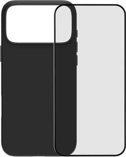 BlueBuilt Protective Back Cover met MagSafe iPhone 17 Pro Max Zwart + BlueBuilt iPhone 17 Pro Max Screenprotector Glas