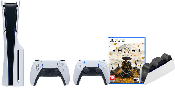 PlayStation 5 Slim Disc Edition + Ghost of Yotei + Extra Controller Wit + Oplaadstation