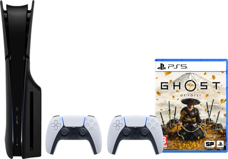 PlayStation 5 Slim Disc Edition + Ghost of Yotei + Covers Zwart + Extra Controller Wit