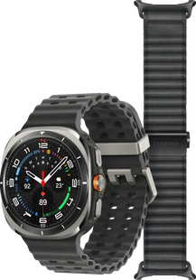 Samsung Galaxy Watch Ultra (2025) 4G Titanium Zilver 47mm + Ultra Trail Horlogeband Grijs
