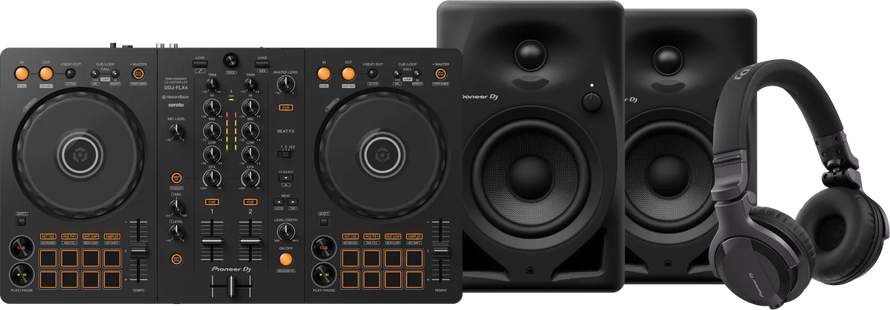 Pioneer DJ DDJ-FLX4 + Pioneer DJ HDJ-CUE1 + Pioneer DJ DM-40