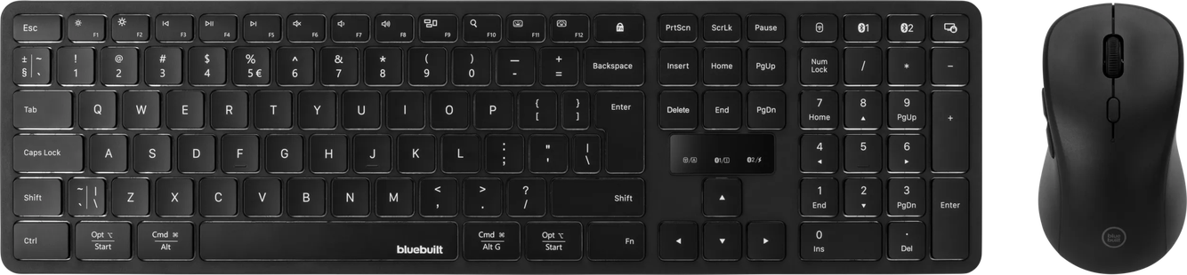 BlueBuilt Draadloze Bluetooth Toetsenbord en Muis Set QWERTY