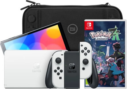 Nintendo Switch OLED Wit + Pokémon Legends: Z-A + BlueBuilt Beschermhoes