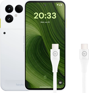 Fairphone 6 256GB Wit 5G + BlueBuilt Usb C naar Usb C Kabel 1,5m Nylon Wit