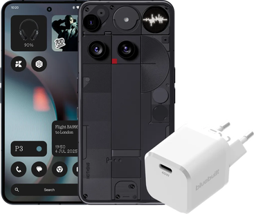 Nothing Phone (3) 256GB Zwart 5G + BlueBuilt Oplader met Usb C Poort 45W Wit