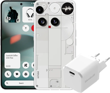 Nothing Phone (3) 512GB Wit 5G + BlueBuilt Oplader met Usb C Poort 45W Wit