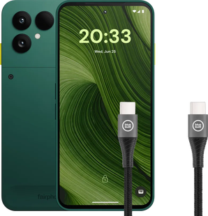 Fairphone 6 256GB Groen 5G + BlueBuilt Usb C naar Usb C Kabel 1,5m Nylon Zwart