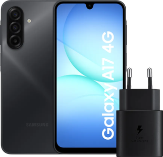Samsung Galaxy A17 128GB Zwart 4G + Samsung Oplader 25 Watt Zwart