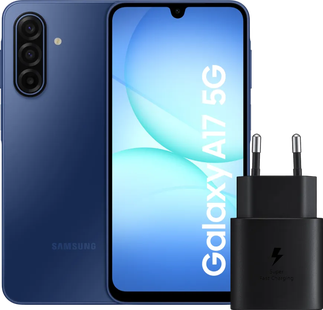 Samsung Galaxy A17 128GB Blauw 5G + Samsung Oplader 25 Watt Zwart