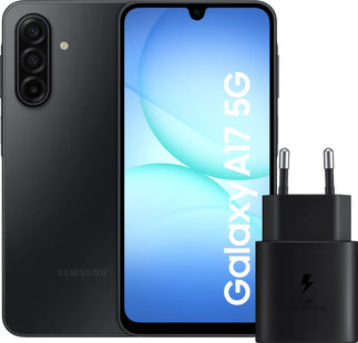 Samsung Galaxy A17 128GB Zwart 5G + Samsung Oplader 25 Watt Zwart