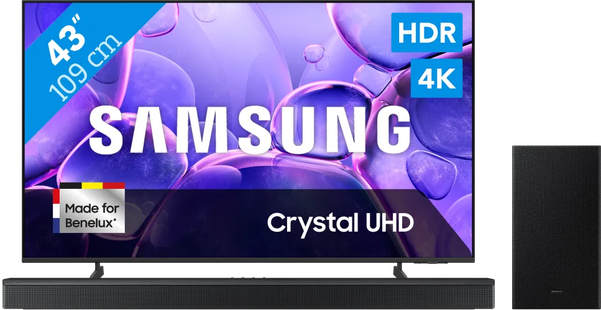 Samsung 43 Crystal UHD U8070F (2025) + Samsung HW-B750F Zwart