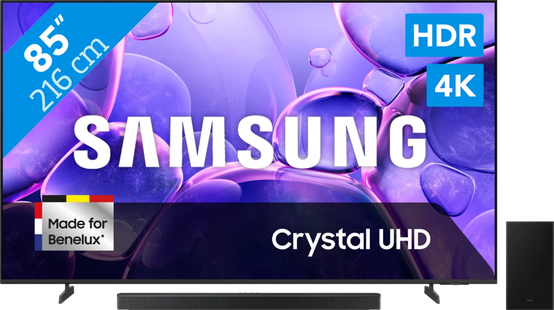 Samsung 85 Crystal UHD U8070F (2025) + Samsung HW-B750F Zwart