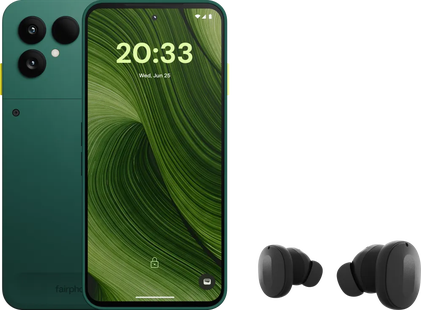 Fairphone 6 256GB Groen 5G + Fairphone Fairbuds True Wireless Earbuds Zwart