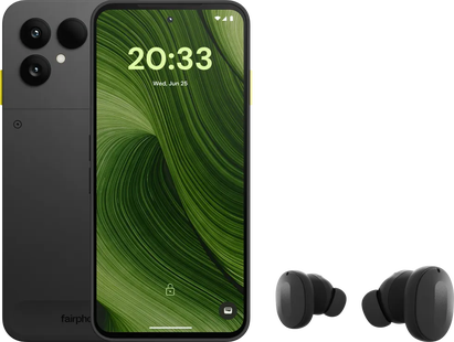 Fairphone 6 256GB Zwart 5G + Fairphone Fairbuds True Wireless Earbuds Zwart