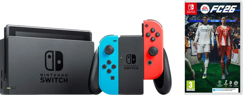 Nintendo Switch Rood/Blauw + EA Sports FC 26