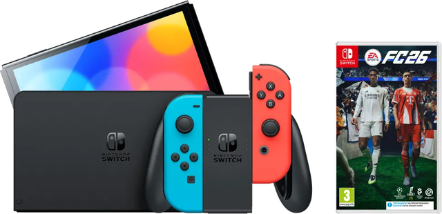 Nintendo Switch OLED Blauw/Rood + EA Sports FC 26