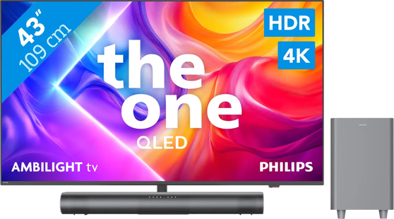 Philips Ambilight 43'' PUS9000 QLED 4K (2025) + Philips TAB6100