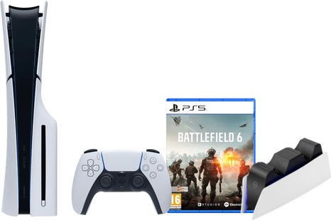PlayStation 5 Slim Disc Edition + Battlefield 6 + Oplaadstation