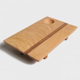 Sushiplankje met eetstokjes, rubberhout, 25 x 15,5 cm