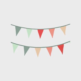 Stoffen vlaggenlijn, GOTS bio-katoen, roze/rood, kleine vlag, 6 meter