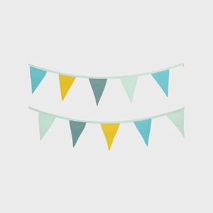 Stoffen vlaggenlijn, GOTS bio-katoen, geel/blauw, kleine vlag, 6 meter