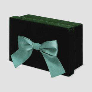Groen fluwelen cadeaudoosje met lint - 15 cm