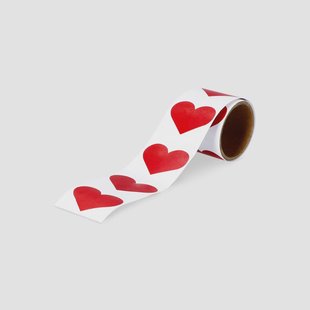 Sticker hart cadeaulabels op rol - 25 stuks
