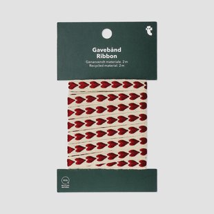 Wit lint met rode hartjes - 2 m
