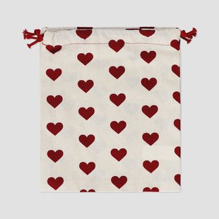 Herbruikbare katoenen cadeauzakjes met hartjes - 2 stuks