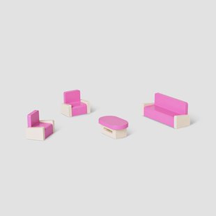 Poppenhuis woonkamer meubels - 4 stuks