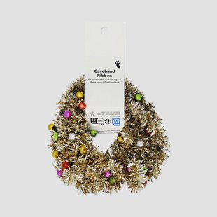Klatergoud lint met Kerstballen - 2 m