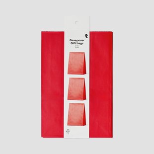 Set van rode papieren cadeauzakjes - 3 stuks