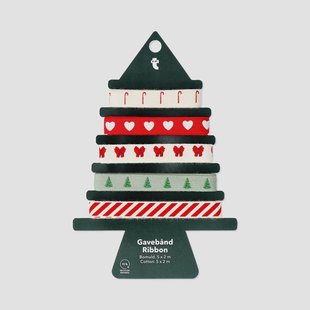 Set katoenen lint met Kerstdag print - 5 stuks