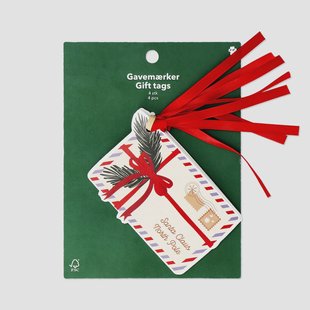 Brieven aan de Kerstman cadeaulabels - 4 stuks