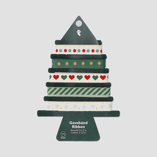 Set katoenen lint met kerstmotief - 5 stuks