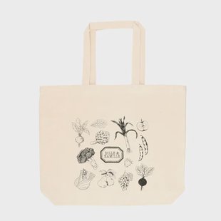 Canvas tas, Dille&amp;Kamille, bio-katoen, groente,groot, 48 x 40 x 10 cm