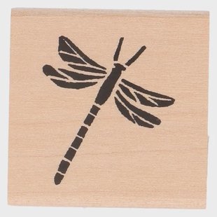 Stempel, berkenhout, libelle, 3,5 x 3,5 cm