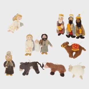 Kerststal set, vilt, 12 verschillende figuren