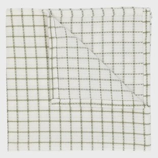 Vaatdoekje, bio-katoen, wit/olijfgroen geruit