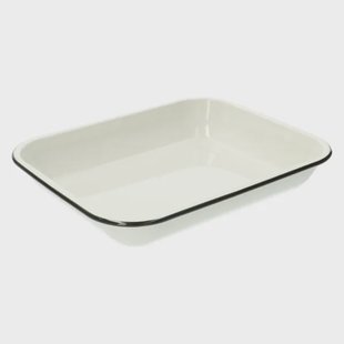 Ovenschaal, emaille, wit/zwart, 34 x 27 cm