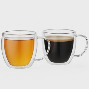 Cookinglife Barista Dubbelwandige Koffie- / theeglazen met oor 280 ml - 2 stuks