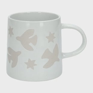 Mok met vredesduifjes, steengoed,&Oslash;9 X 9,5 cm