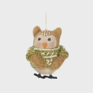 Kersthanger, uil met trui, vilt