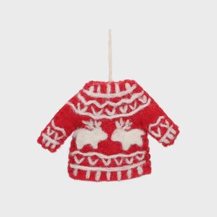 Kersthanger, trui met rendieren, vilt