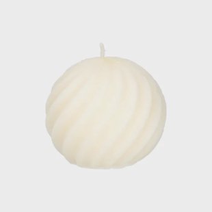 Kaars gedraaide bol, rustiek wit,&Oslash;8 cm