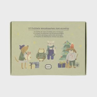 Kerstkaarten met envelop, winteraccessoires, set van 10 in een doos