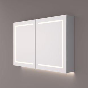 Spiegelkast Hipp Design SPK 62000 Rechthoek 80x70 cm 2 deuren Met Verlichting Incl. Spiegelverwarming en 2x Stopcontact